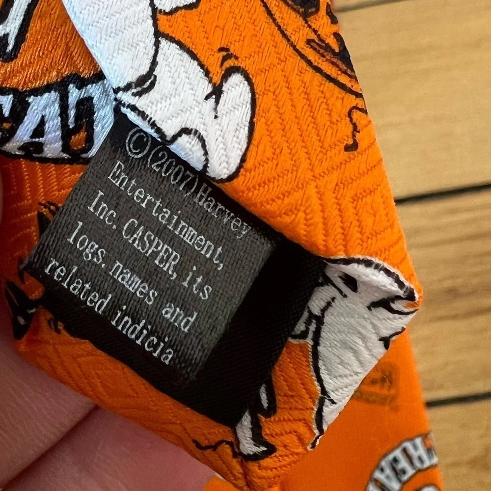 Casper Mens‎ Tie Necktie Orange Multicolor The Friendly Ghost Halloween